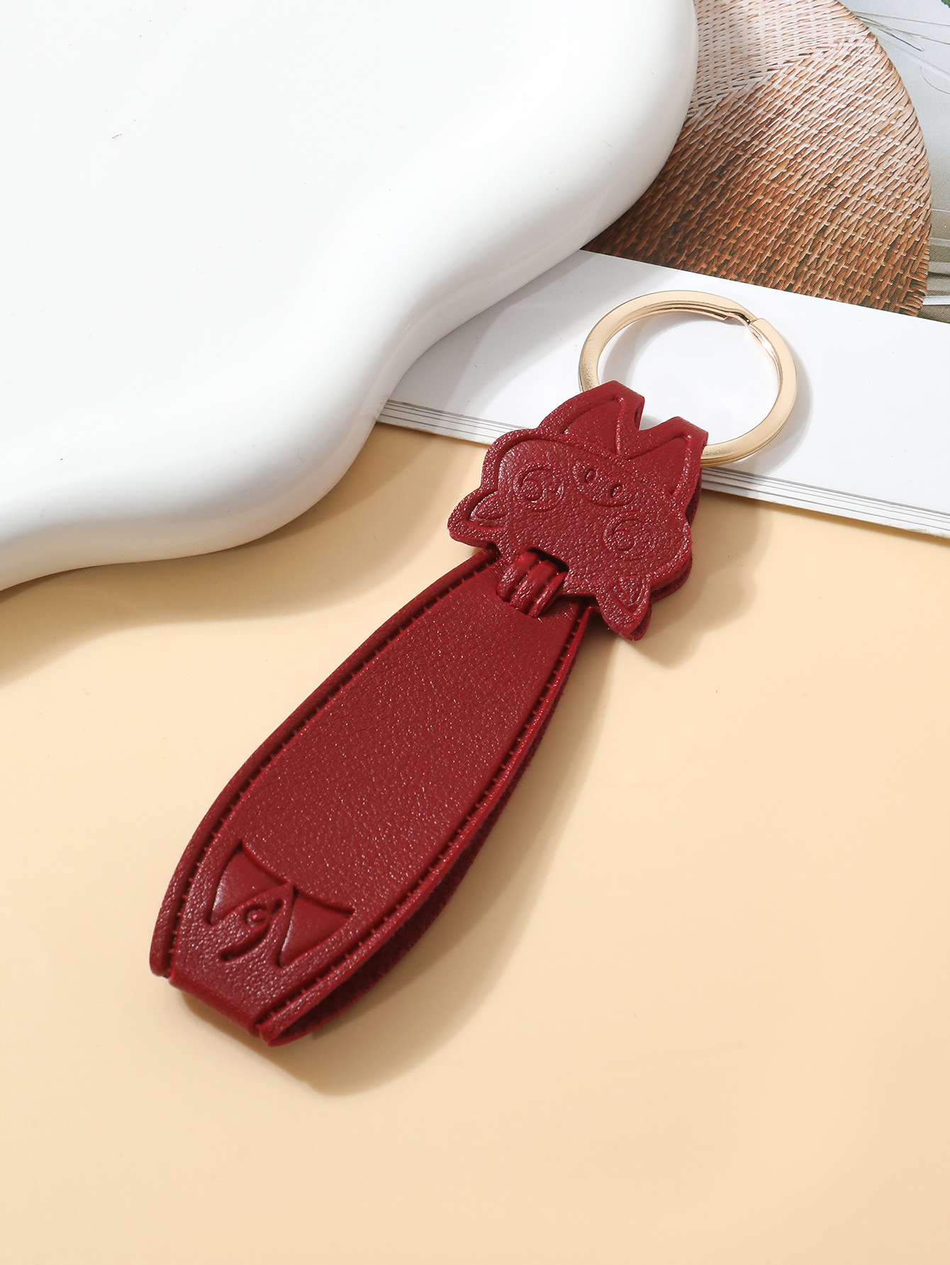 PU皮革小猪钥匙扣创意简约钥匙链男女汽车皮质通用金属挂件详情6