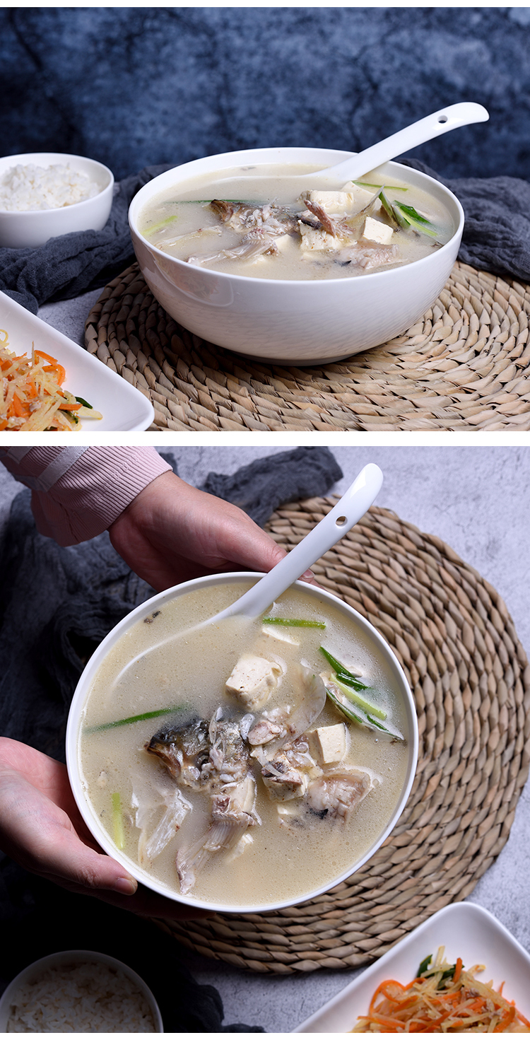 创意陶瓷大汤碗家用纯白米饭碗饭店小碗粥碗面碗大号碗骨瓷直口碗详情6