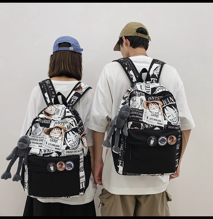 2023新款书包大容量时尚百搭双肩包初高中生情侣简约校园风双肩包详情15