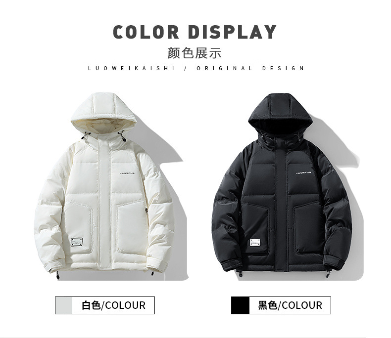 2023年冬季白鸭绒新品高品质羽绒服男韩版宽松短款外套男女同款详情8