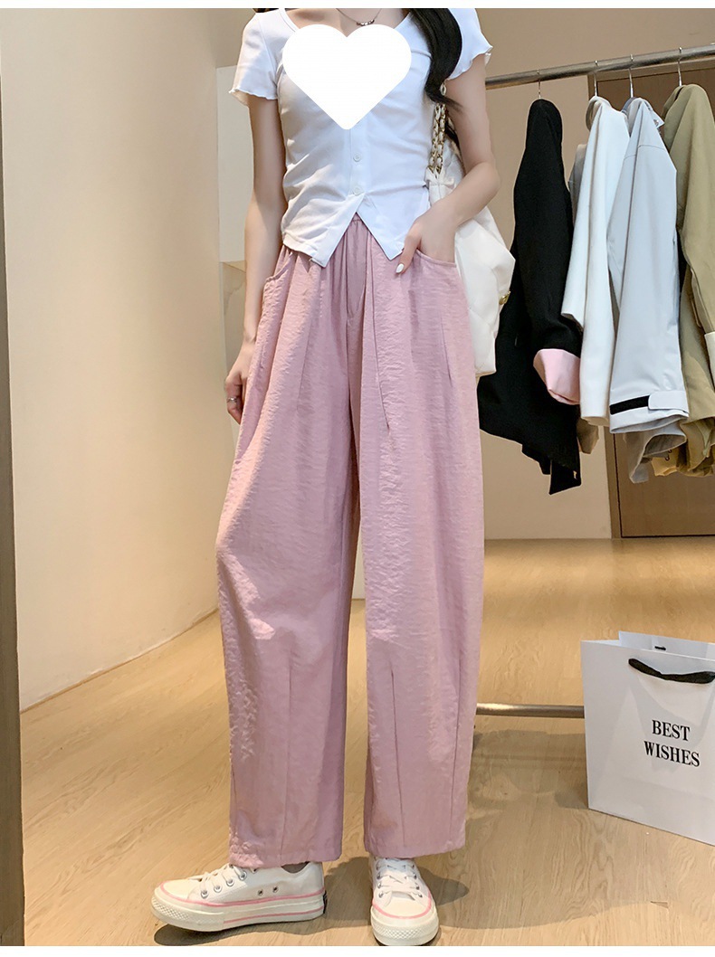 白色山本哈伦醋酸奶奶裤女2024夏季新款薄款高腰垂感休闲裤禅意裤详情12