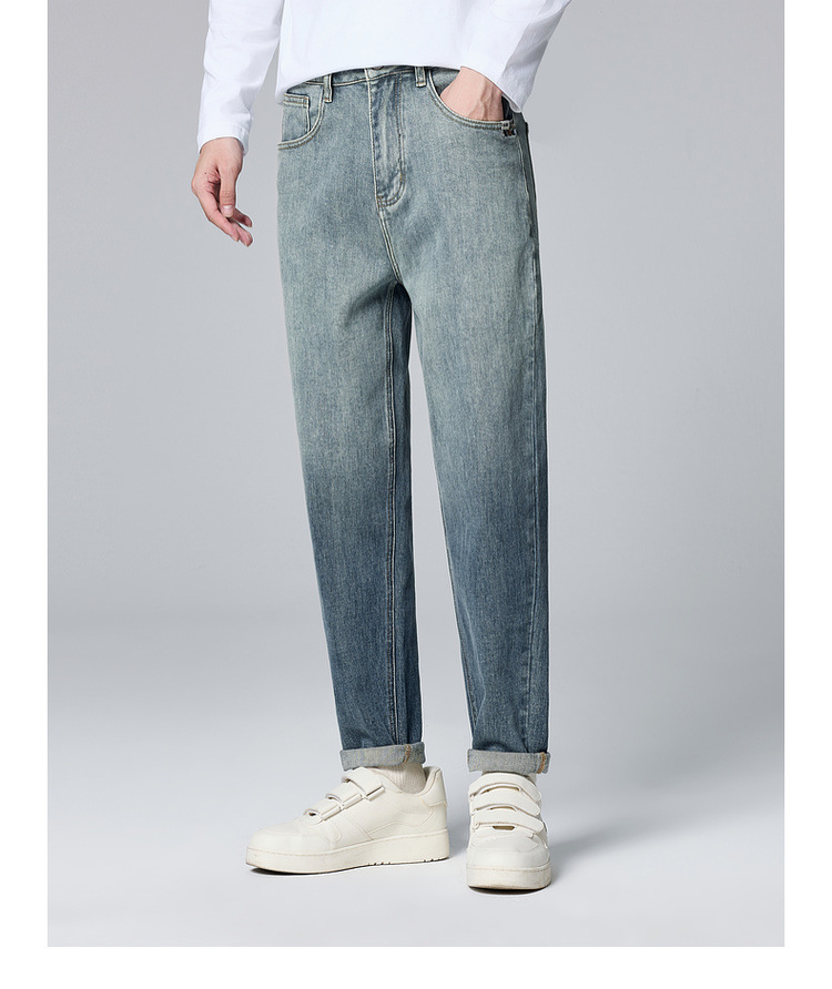 Mermack 13-ampere cotton blended washed jeans for men 2024 autumn new mid-waisted tapered long pants 97246 pic 16