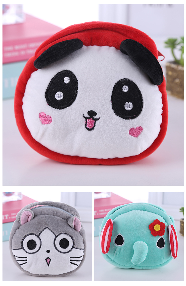 可爱卡通动物斜跨儿童单肩斜挎包 小汉堡包毛绒硬币钥匙小背包详情9