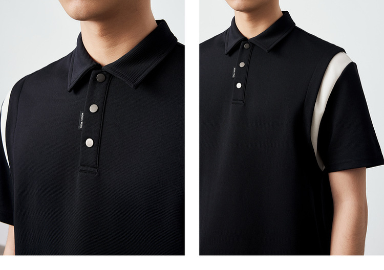 墨麦客250g横纹肌理短袖polo衫男2025夏新款简约撞色男士t恤71245详情9