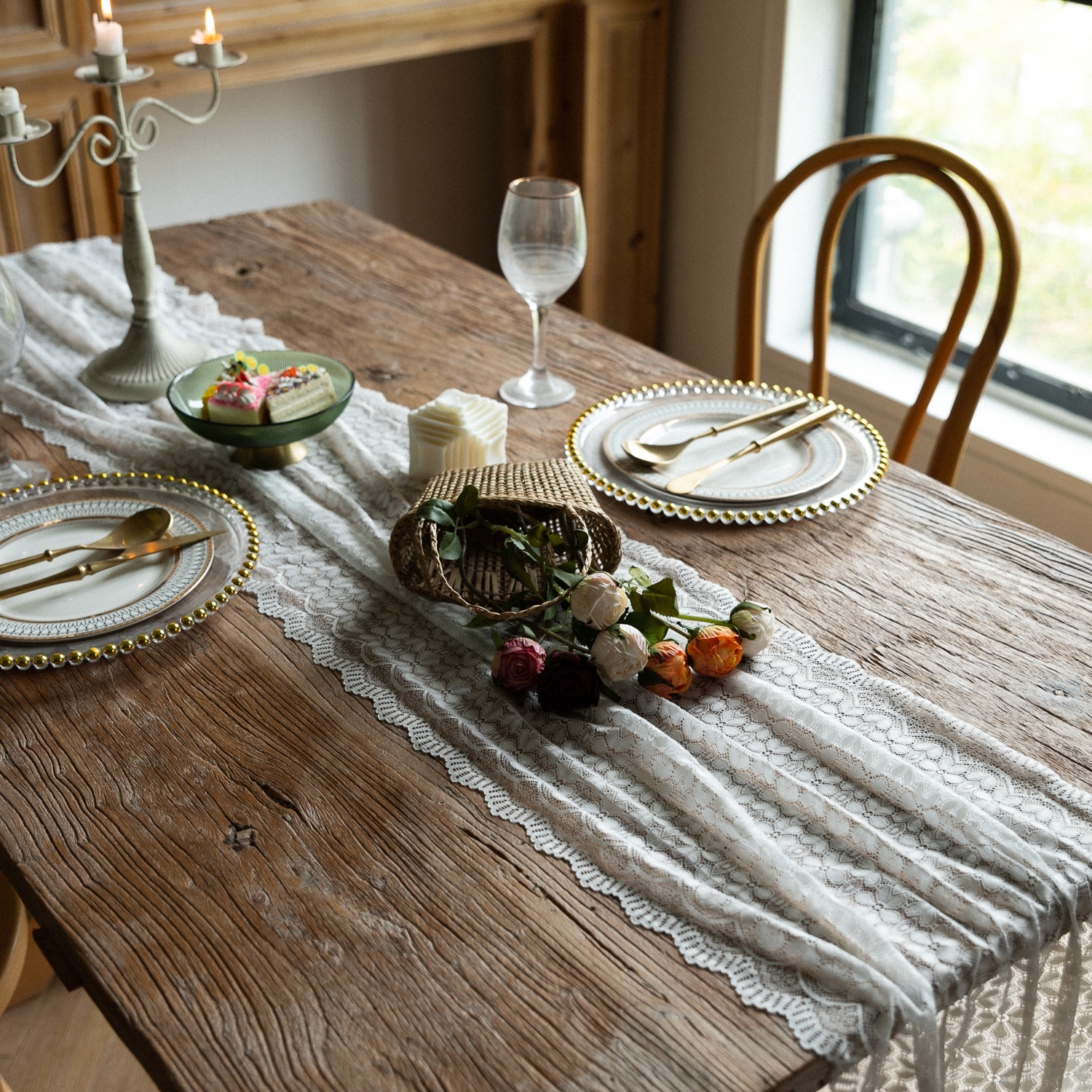 Lace table flag, American retro tablecloth, TV cabinet cover, home Chinese trend decoration bed flag, dressing table scarf, cross-border manufacturer pic 9