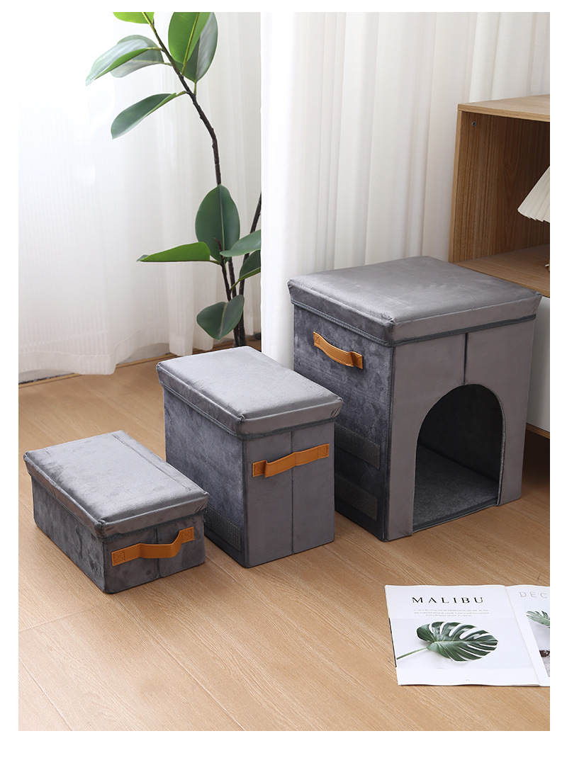 Cross-border new foldable three-layer dog staircase, pet steps, small dog climbing ladder, storage box, dog bed direct supply from the manufacturer pic 12