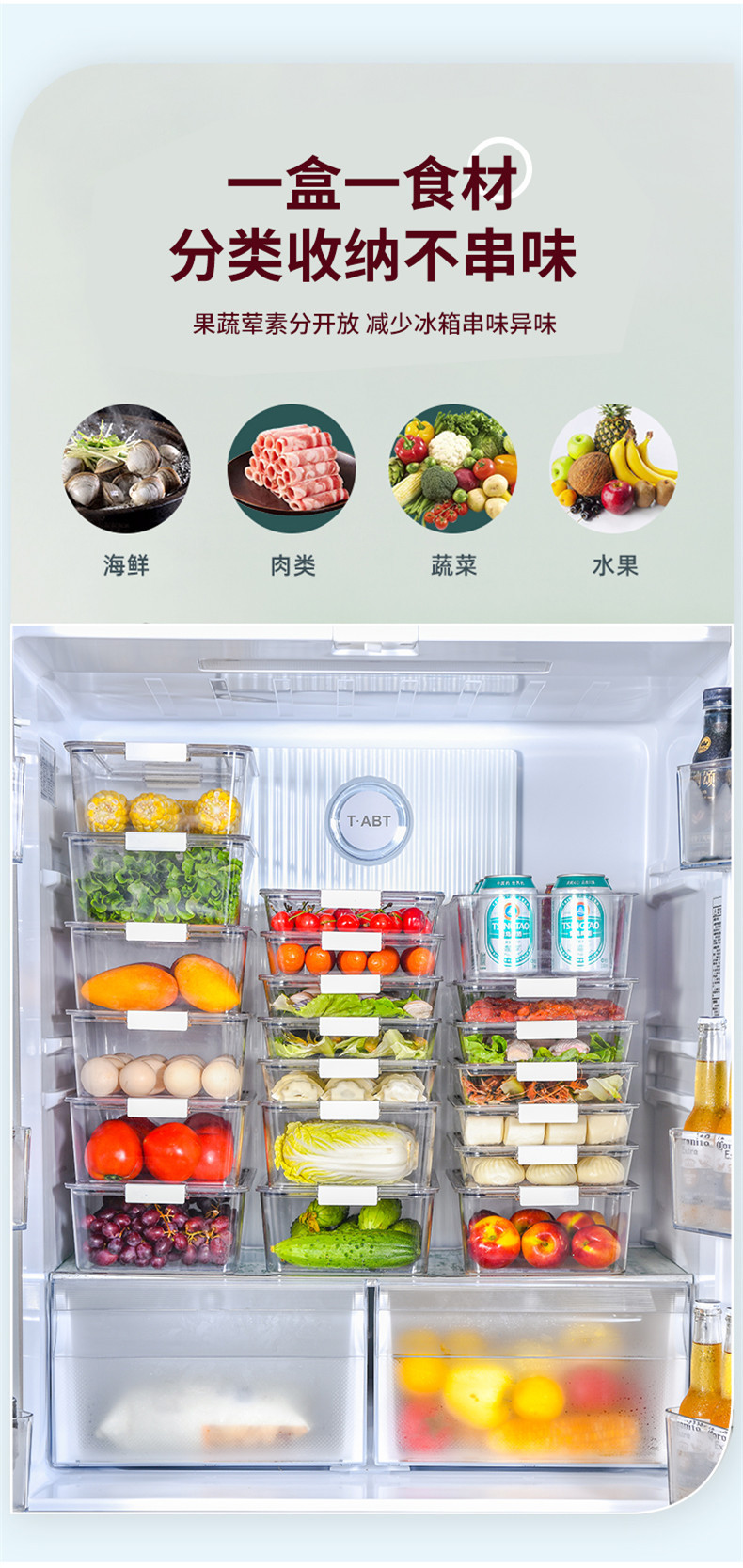 鸡蛋生鲜水果饺子盒冷冻食品级收纳盒PET家用厨房冰箱透明保鲜盒详情4