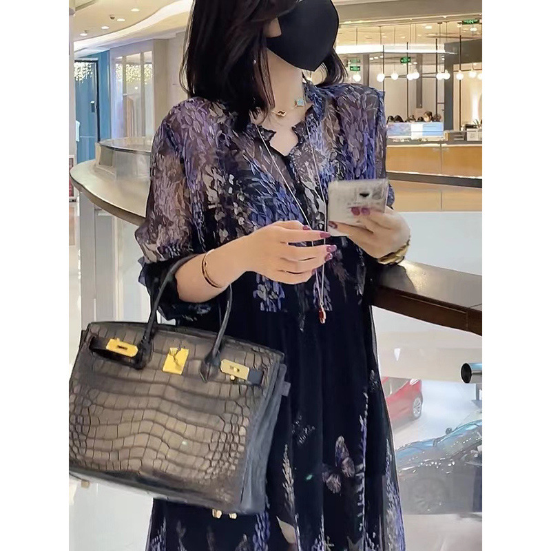 碎花连衣裙女2022夏季新款气质名媛高端轻薄大牌轻奢别致小众长裙详情4