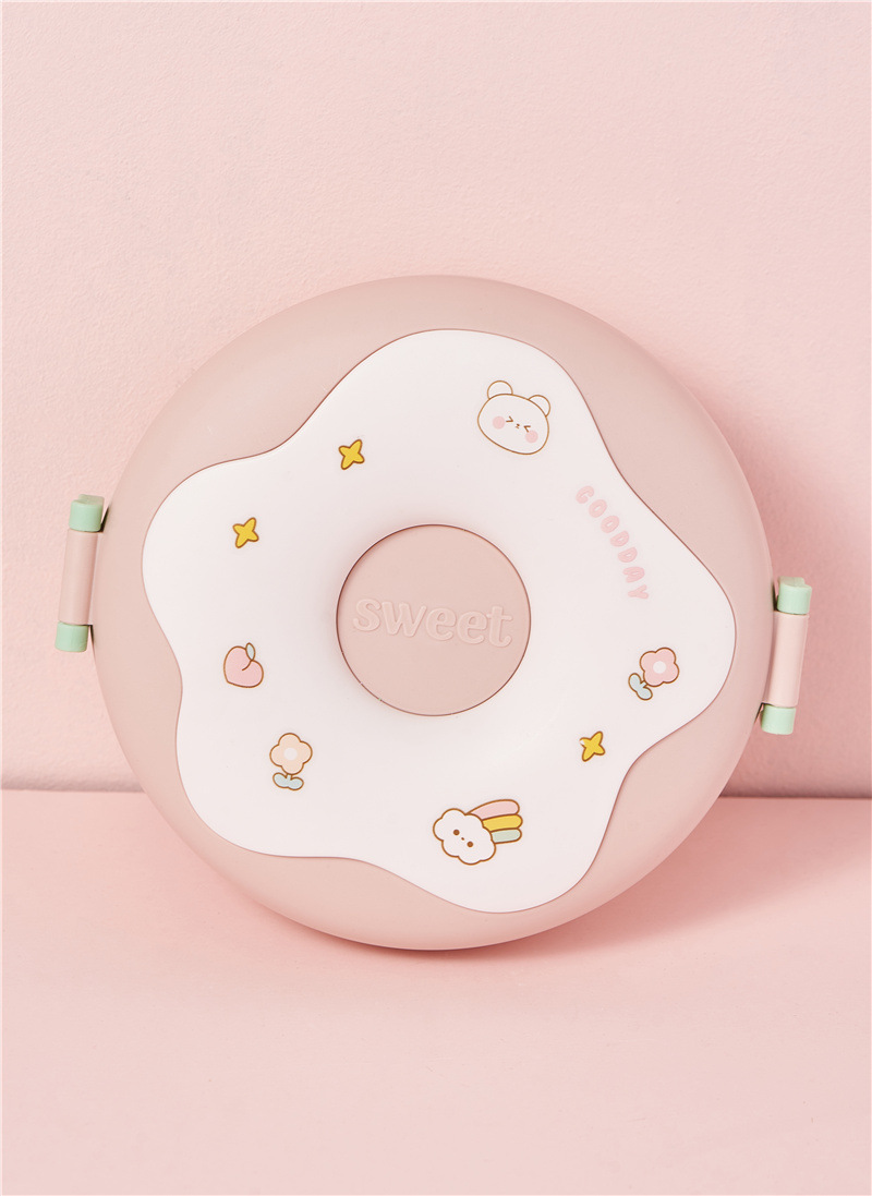 Donut lunch box, cute children, large-capacity compartments, baby food box with lid, portable student lunch box, PP bento box pic 15