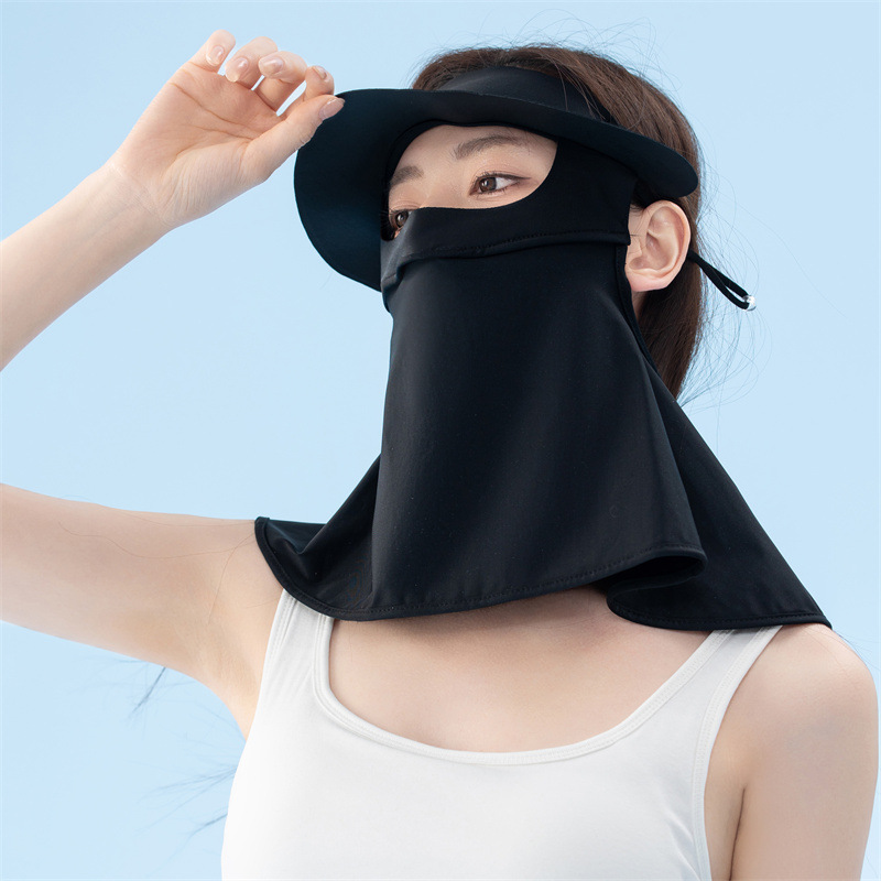 黑胶长款面罩全脸遮阳防晒口罩太阳帽子夏季骑行护颈冰丝面罩批发详情24