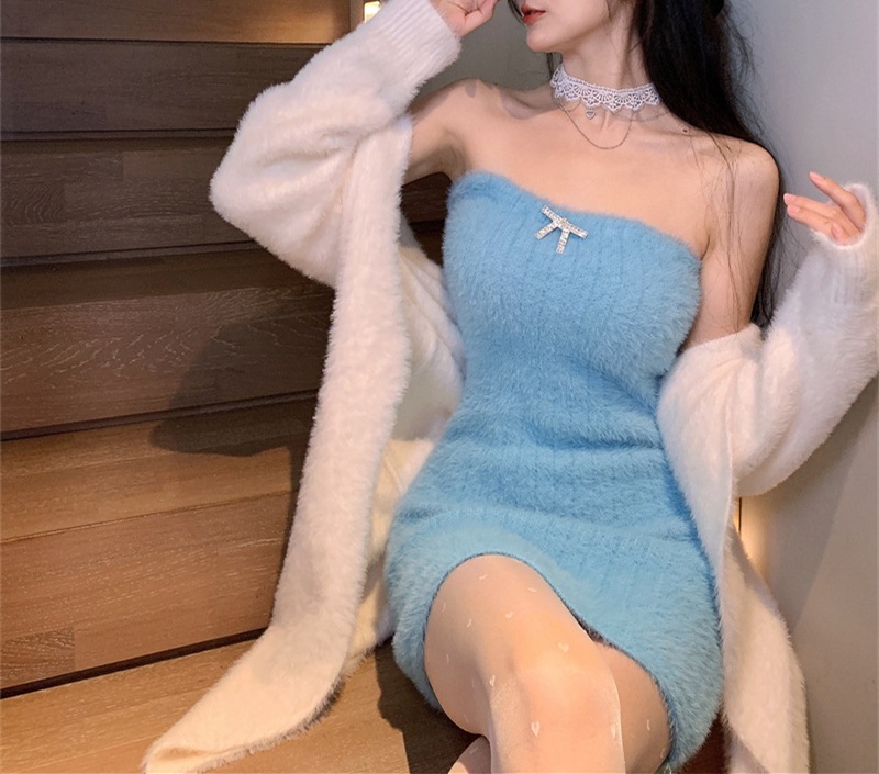 2023 Spring and Autumn laid-back and loose, knee-length, thickened, pure imitation mink fleece knitted sweater cardigan for women pic 34