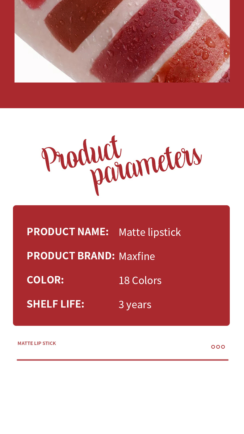 跨境彩妆 MAXFINE18色口红套装批发雾面哑光不粘杯不掉色lipstick专供外贸详情11