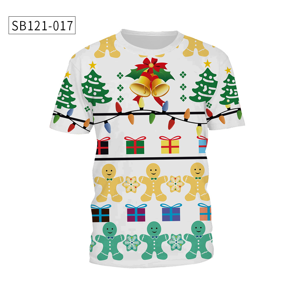 圣诞节Christmas新款 欧美青年短袖男女情侣装款式圆领T恤详情19