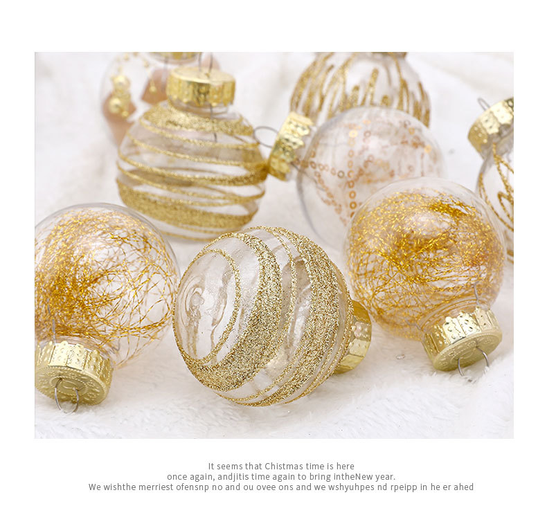 跨境新品圣诞装饰品PET透明球塑料彩绘圣诞球套装圣诞树挂件吊饰详情12