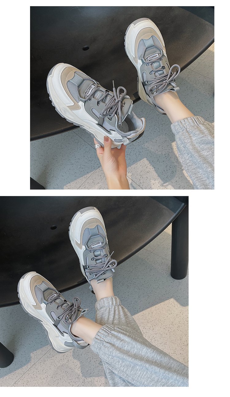 韩版潮流透气老爹鞋女2022夏季厚底增高网红原宿风休闲女式运动鞋详情9