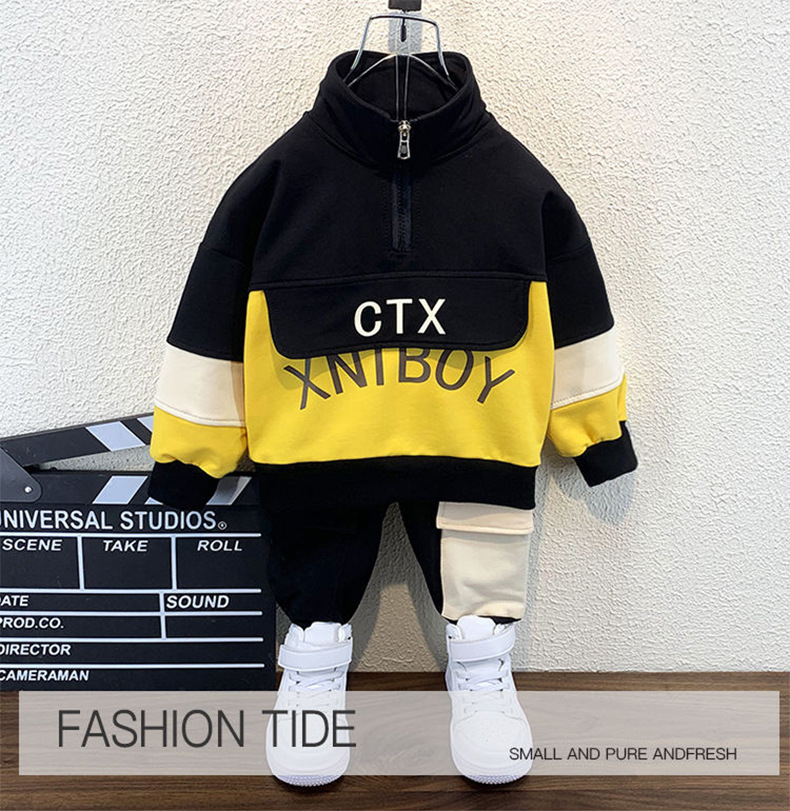 Spring and Autumn Korean version sports two-piece set, stylish and cool baby clothes for boys pic 1