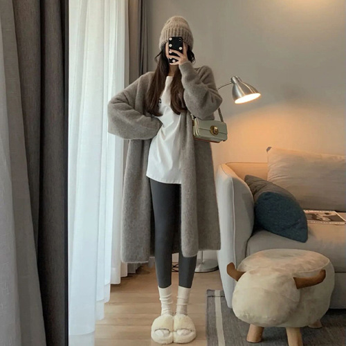 撞色针织开衫上衣女2022秋冬新款宽松慵懒风外穿软糯毛衣外套女装详情15