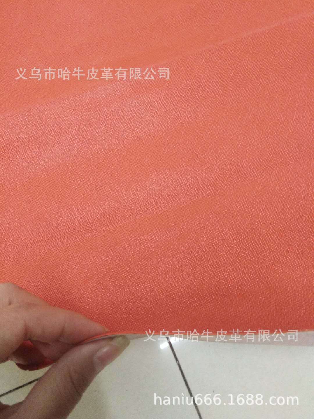 Hainiu genuine leather with grid and cross patterns, orange-red small leather, thickness 1.0-1.2, can be customized for the 2019 autumn and winter new style pic 8