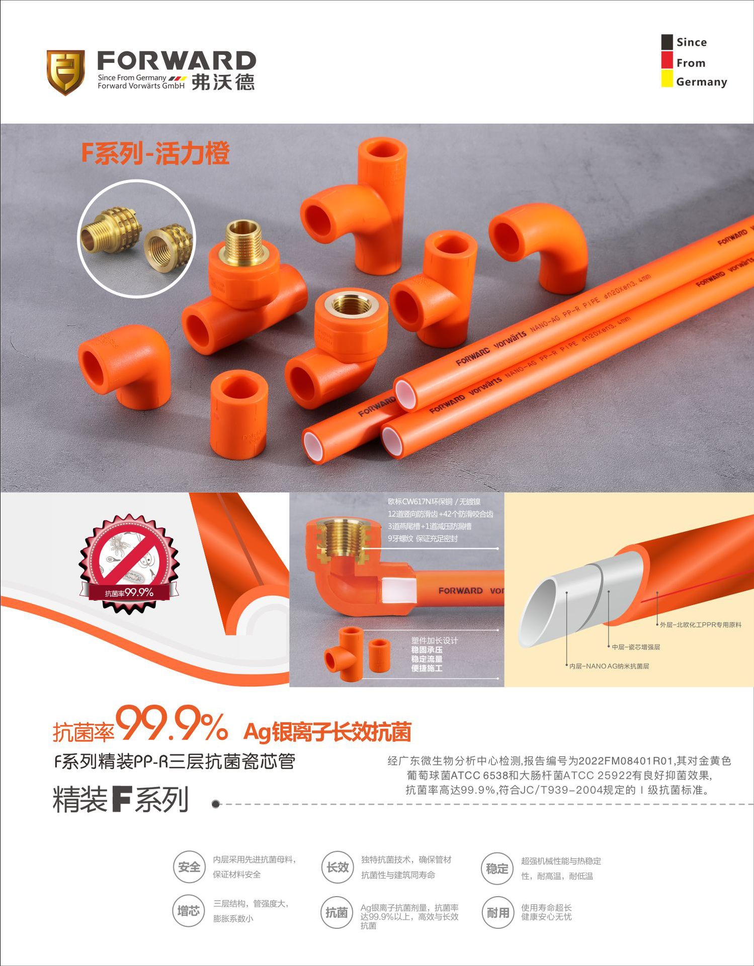 弗沃德管道 F系列 活力橙 PP-R丝堵 橙色 20 家装管件详情5