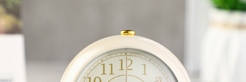 跨境热卖 创意闹钟圆环底座复古床头座钟静音带夜灯学生风闹钟详情9