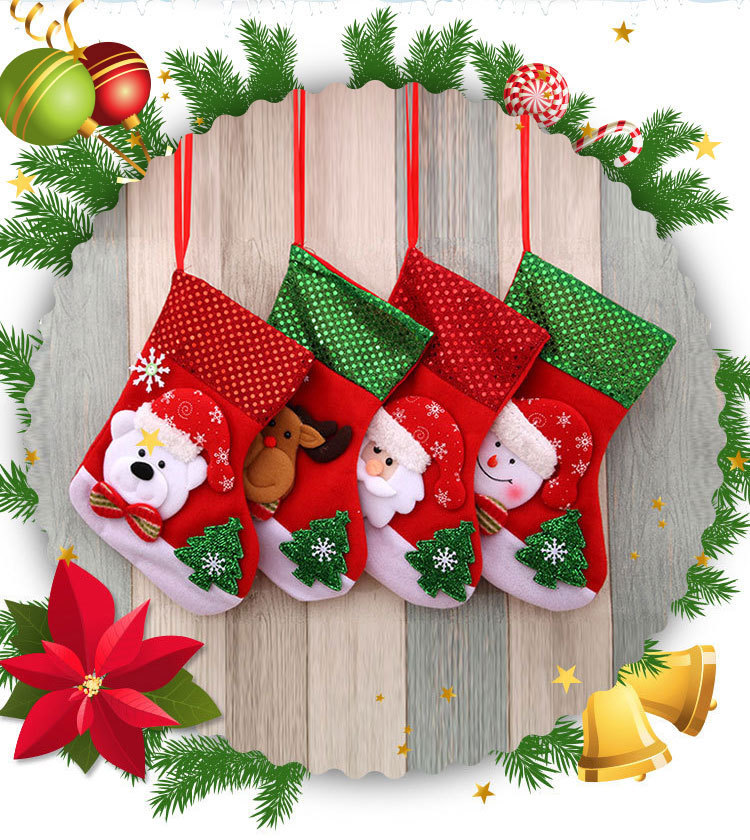 圣诞节圣诞袜 圣诞礼物袋圣诞小袜子挂件圣诞树挂饰装饰品袋子详情3