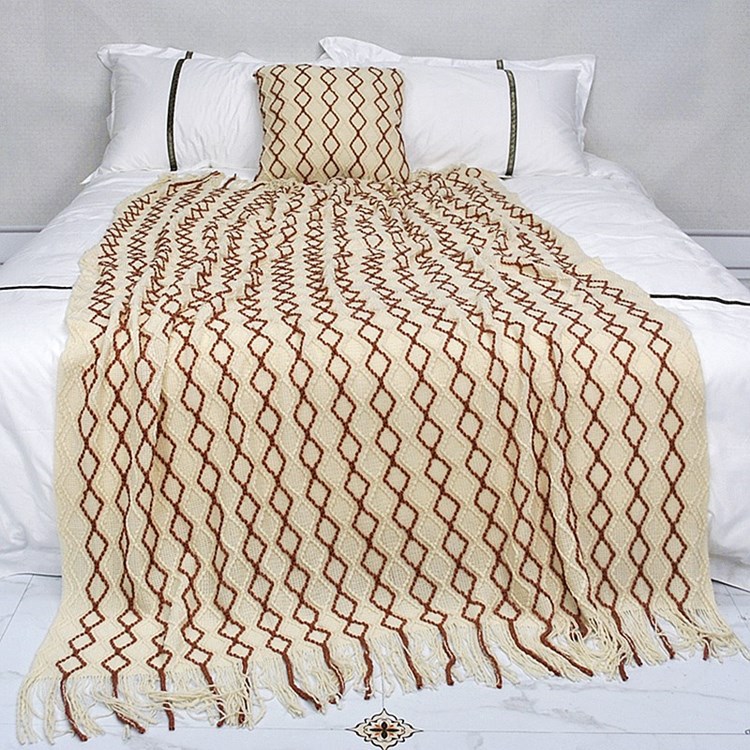 Bed cover, knitted blanket, tassel, sofa cover blanket, bed end blanket, nap blanket, air conditioning blanket, cover blanket, lap blanket, leisure blanket pic 12