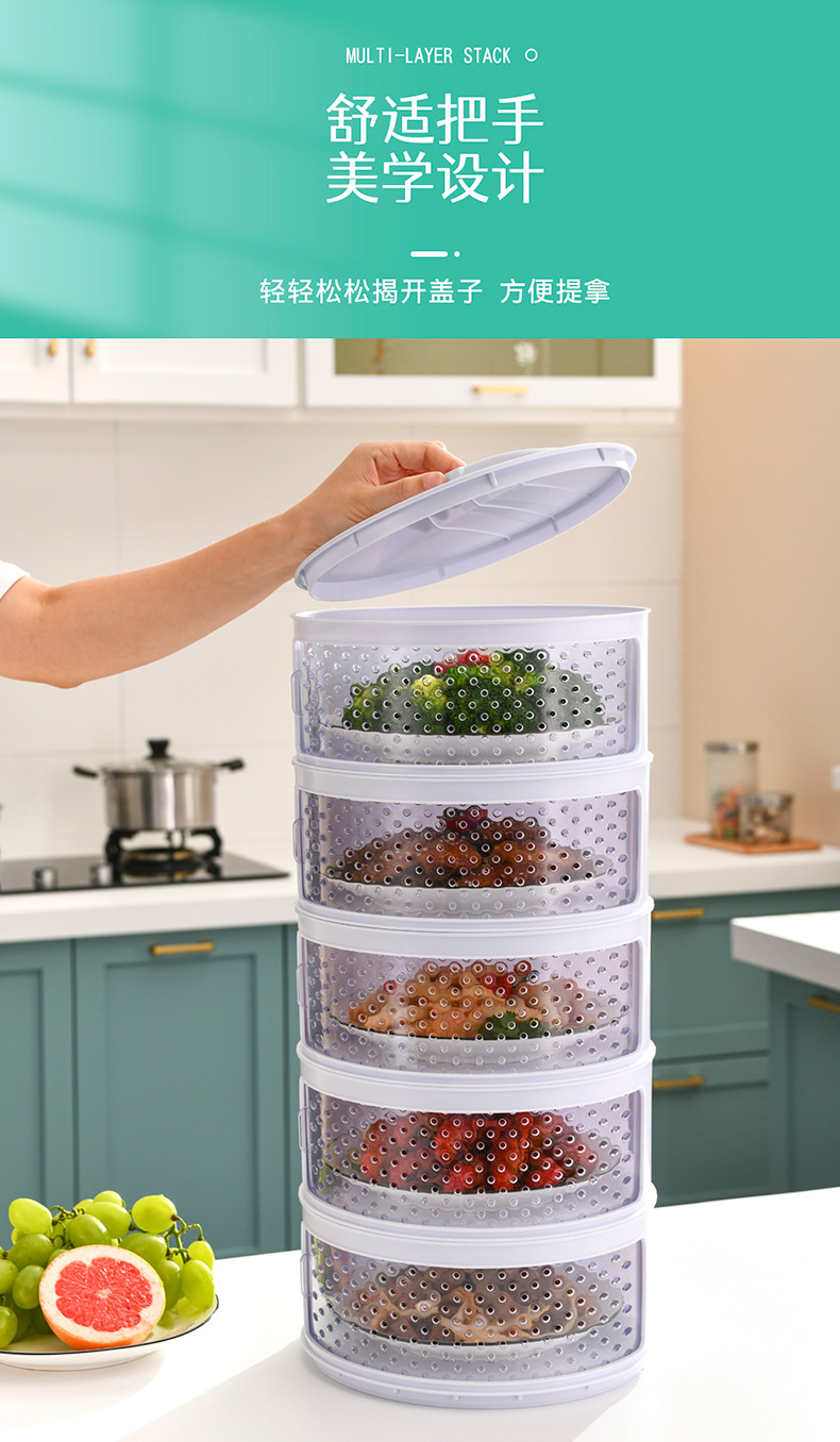 Breathable and heat-insulating vegetable cover, kitchen transparent plastic multi-layer food cover, summer dining table mosquito and fly-proof preservation cover pic 23