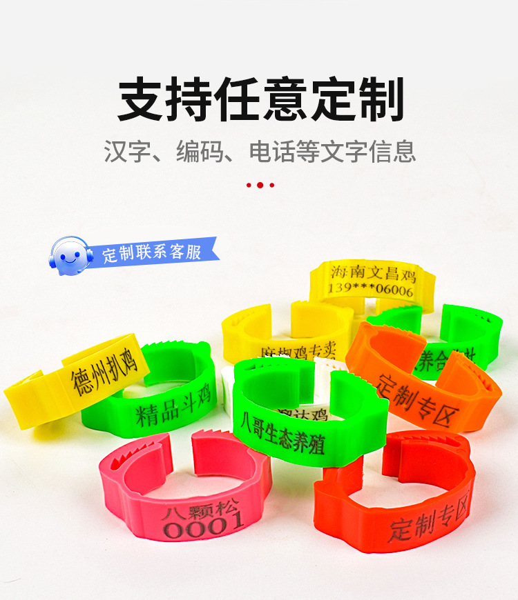 0.1鸡脚环卡扣式鸭鹅禽类可调脚环记号识别环大小鸡通用塑料标签脚圈详情4