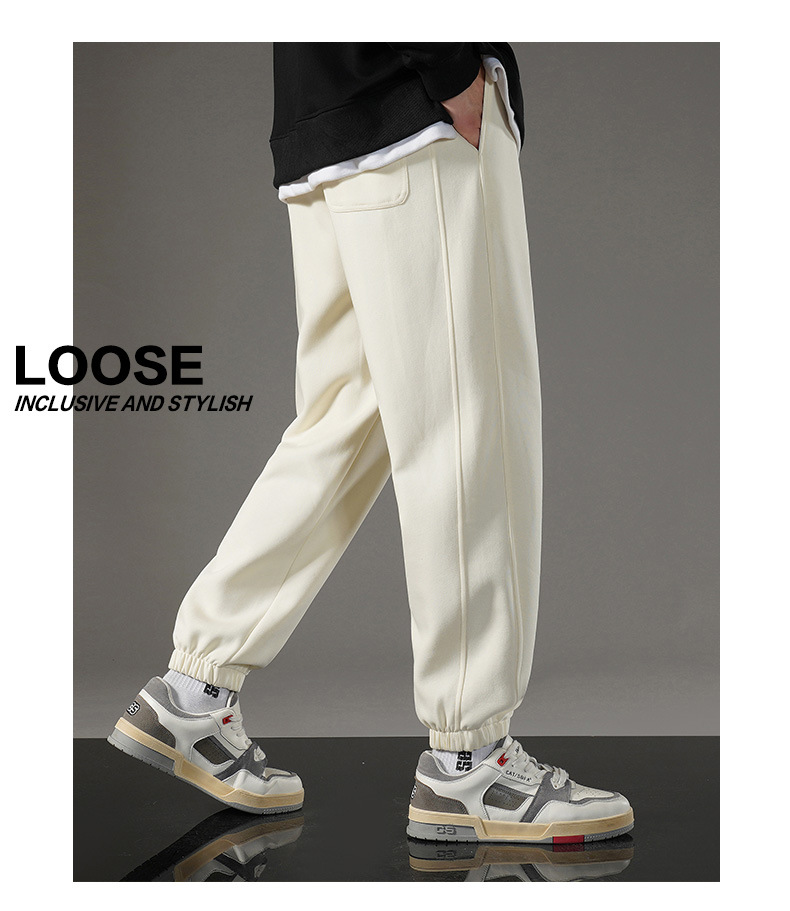 Cotton casual pants for men 2023 Spring/autumn knitted sports tapered sweatpants, loose, large-sized, fleece and thickened straight-leg pants pic 24