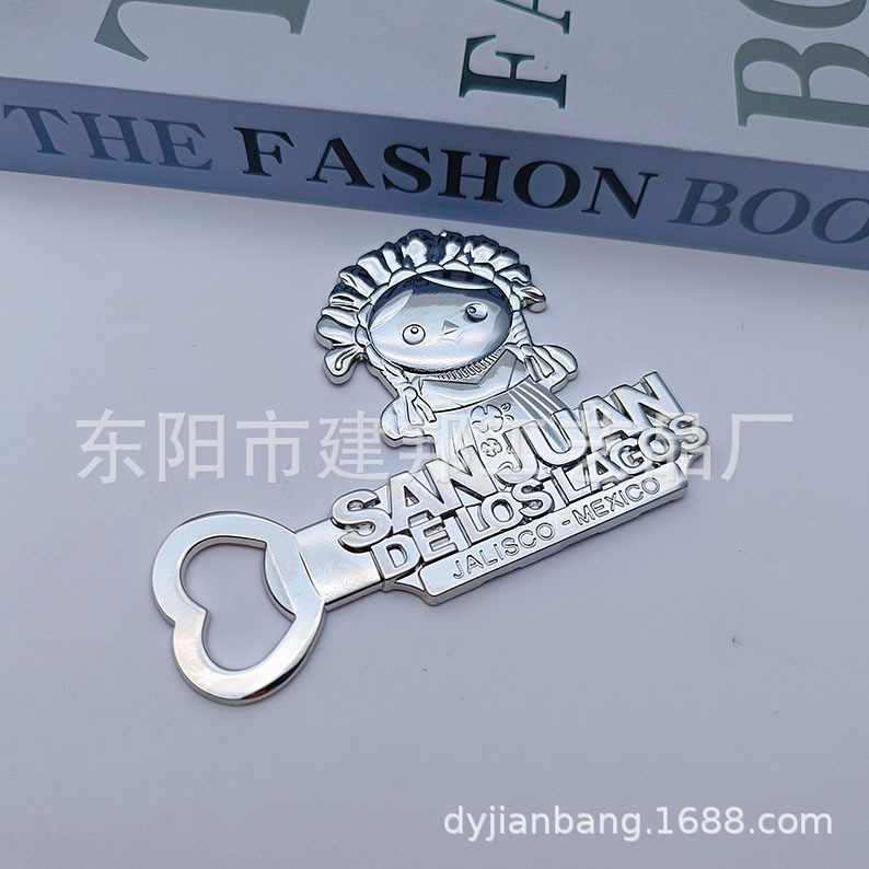 金属开瓶器旅游纪念品SAN JUAN电镀白k复古冰箱贴锌合金开瓶器详情3