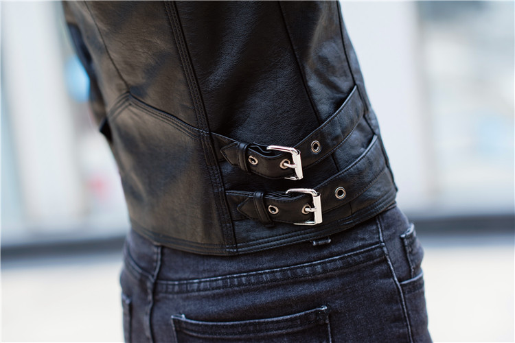 韩版新款莫文蔚明星同款机车PU皮衣女装上衣皮夹克短款修身显瘦黑详情13