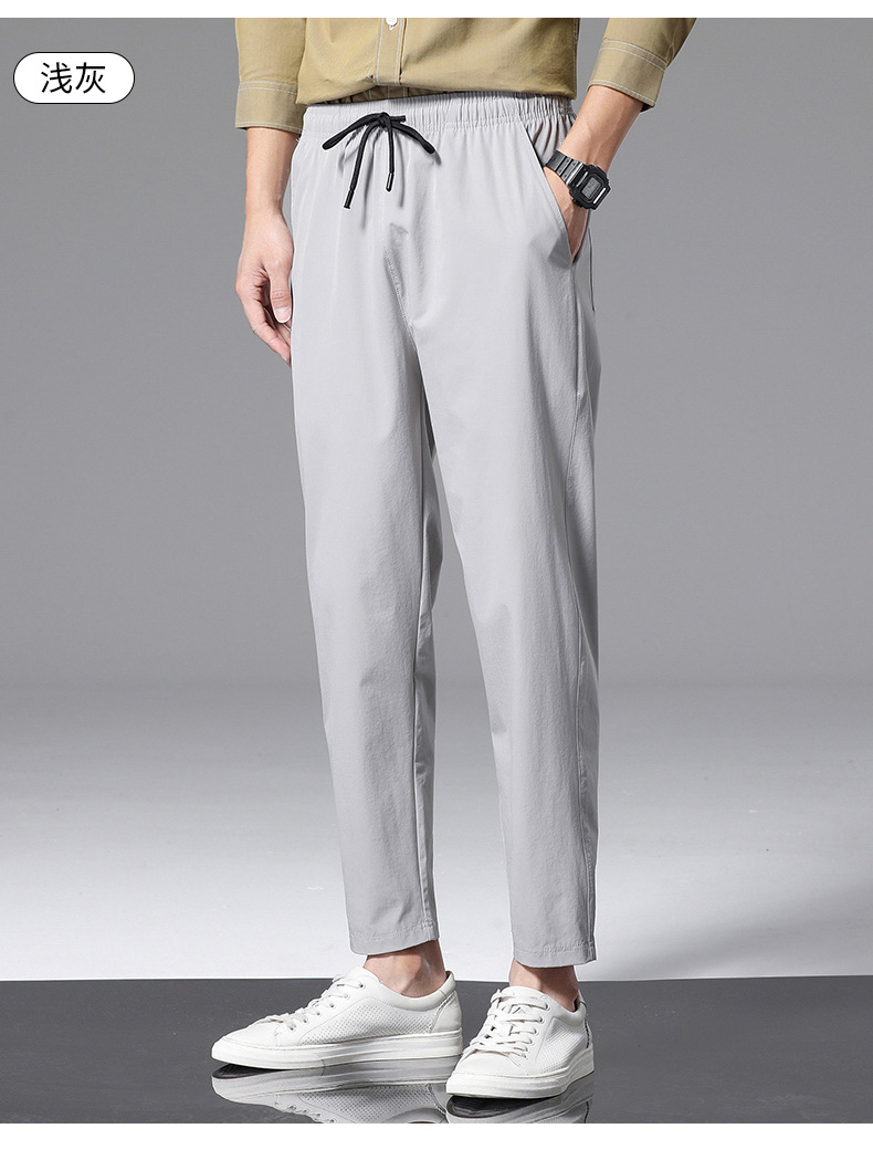 夏季冰丝裤男士薄款锦纶速干运动休闲直筒九分裤清凉空调裤男裤子详情19