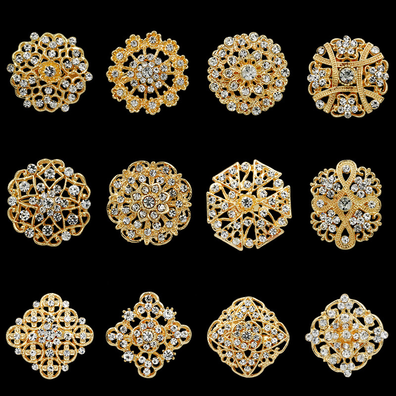 欧美时尚卡装小胸针 镶水钻合金胸花 手捧花服饰配件别针厂家批发详情12