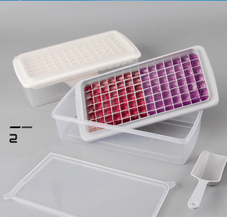 简约创意冰格家庭自制冰盒冰铲冰块盒冰格98格带盖带底带铲冰格详情3