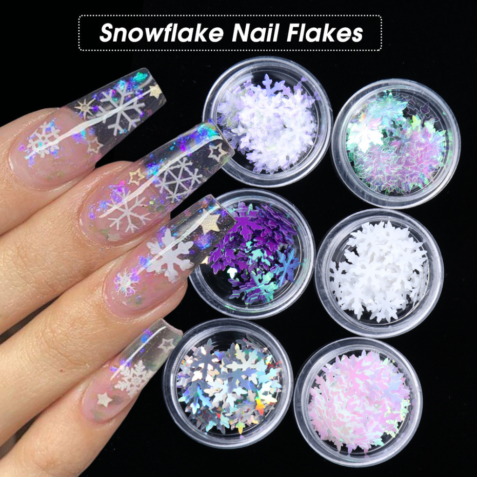 Cross-border source nail polish sequin bottle, Japanese autumn and winter 10mm Christmas snowflake sequin nail decoration nail pic 1