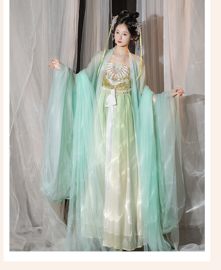 国潮诃子裙汉服超仙大袖衫汉服女款仙气 飘逸 古风唐制汉服诃子裙春夏详情17