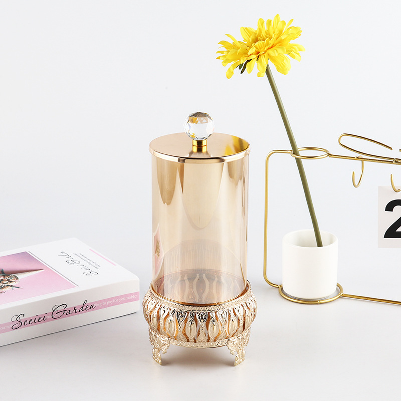 欧式琥珀玻璃糖缸糖果罐零食罐子储物罐糖果盅婚庆果斗调味罐带盖详情5