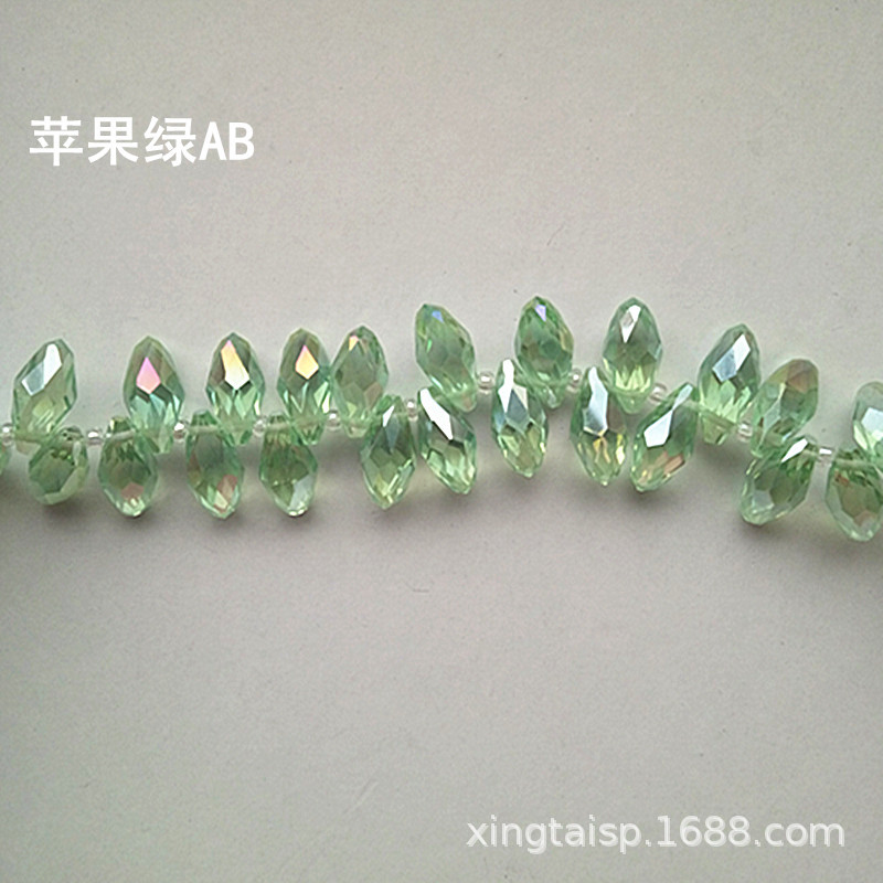 diy jewelry accessories: Crystal glass beads with horizontal holes and water drops, 6*12mm, electroplated AB color clothing jewelry accessories pic 7