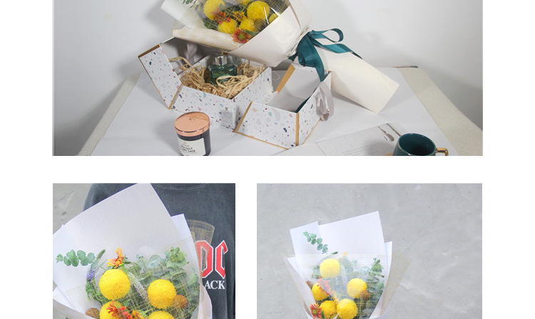 Ruiqu gold and Silver imported checkered paper flower shop floral art gift wrapping paper waterproof plastic OPP film pic 9