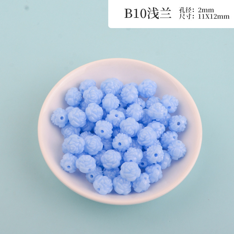 New macaron-colored camellia beads perforated solid rose loose beads diy beading material resin accessories pic 25