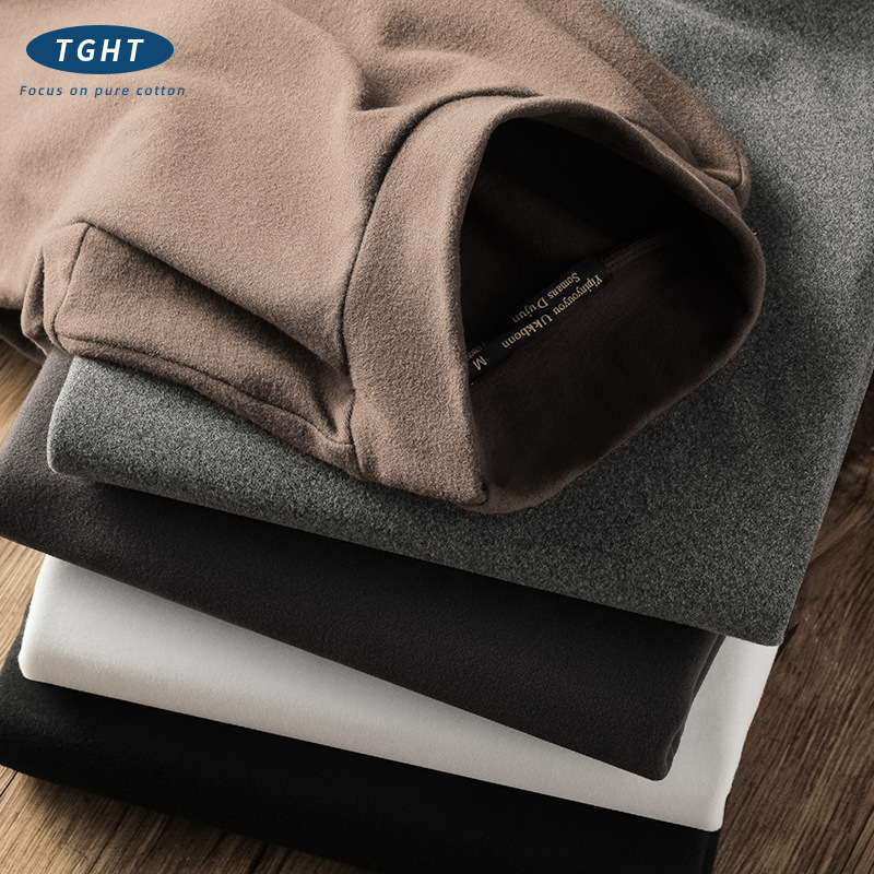 莫代尔长袖t恤男士修身型上衣春秋内搭中领青年男士半高领打底衫详情8