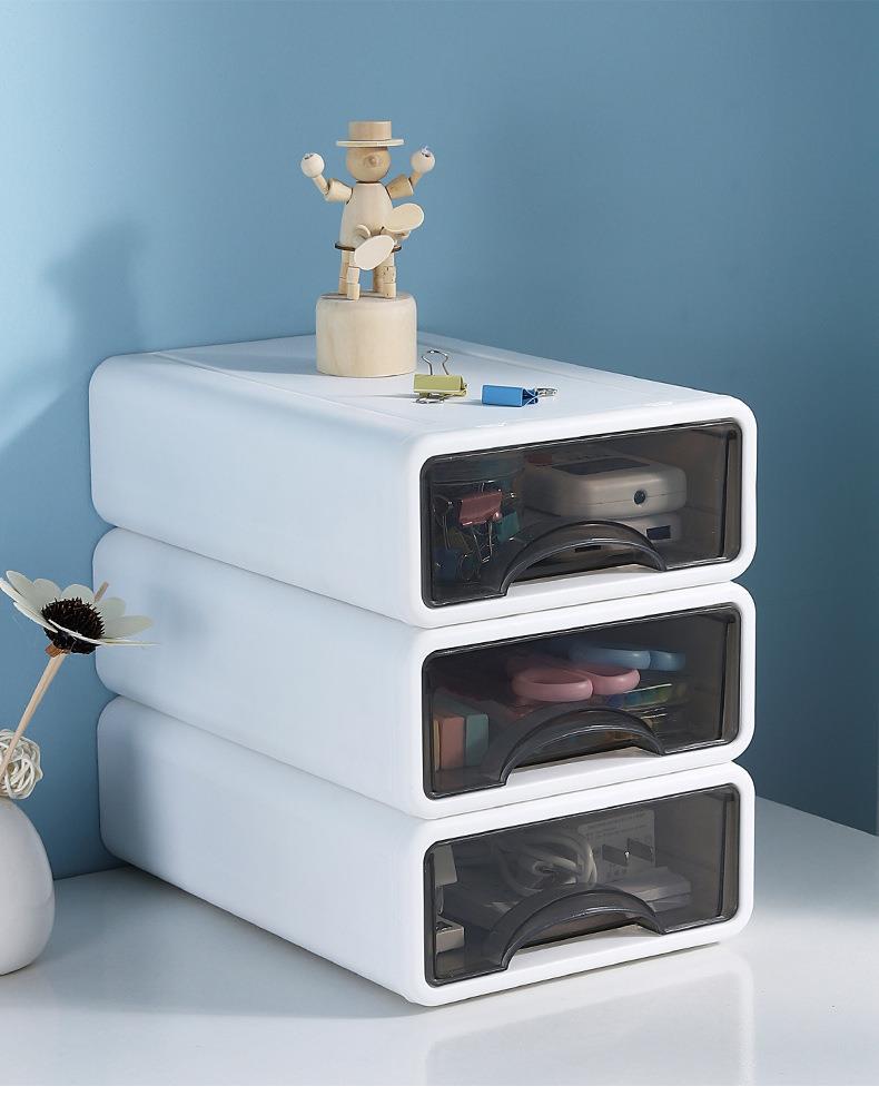 Large drawer-type desktop storage box, cosmetics office desk, dormitory stationery organization and storage box, desk rack pic 23