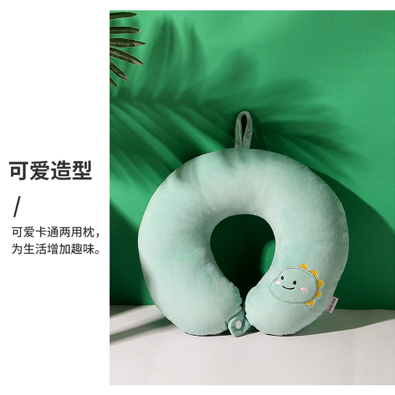 Cartoon-embroidered little dinosaur neck pillow, U-shaped neck pillow, cute hump cervical pillow, portable travel nap pillow pic 12