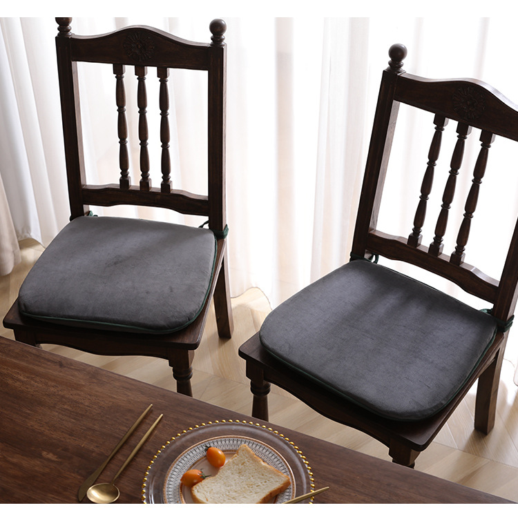 Wholesale of home Chinese-style dining chair and stool cushions with straps, velvet anti-slip seat cushions, solid color in winter, detachable and washable pic 18