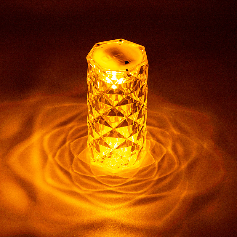 Crystal diamond rose lamp table lamp, bedroom Internet celebrity atmosphere, bedside romantic petal, bar and dining room decoration, night light pic 2