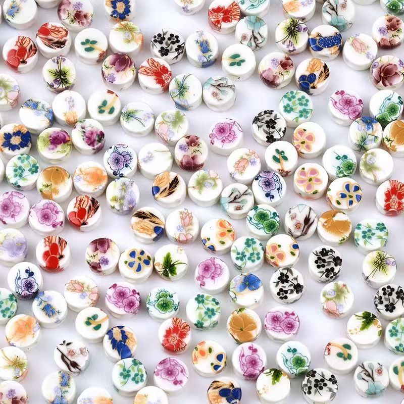 Simple and colorful ceramic pearlescent surface fish five-petal flower beads scattered beads diy handcrafted beaded bracelet decoration accessories pic 19