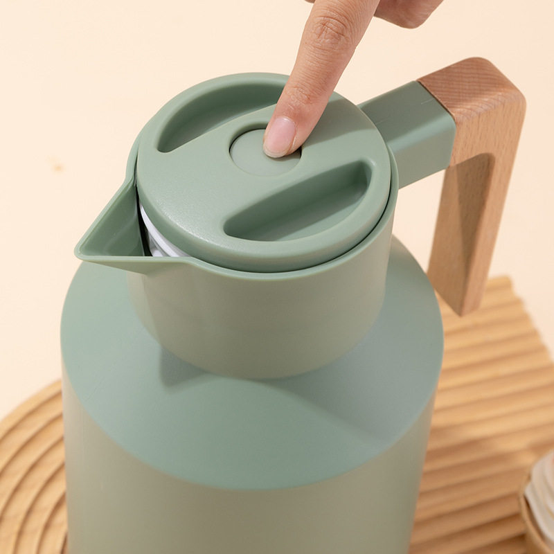 Nordic water thermos, large capacity coffee pot, 1L thermos water bottle, household thermos, glass inner liner, hot water bottle, open pic 15