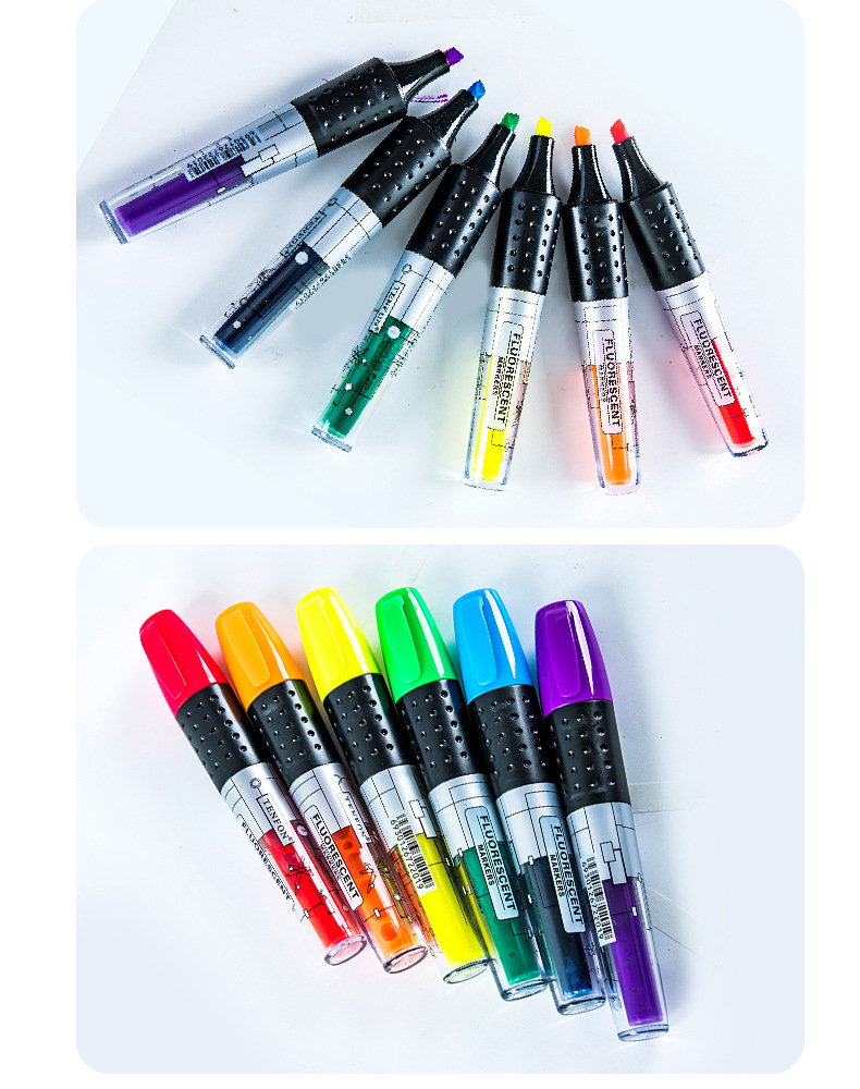 创意文具直液式荧光笔纯色H-220学生DIY手账本记号笔考试重点标记详情11