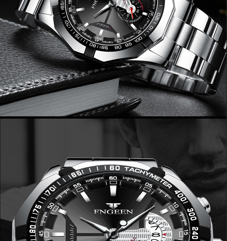 Fenzun waterproof non-mechanical watch, large dial watch, super large new calendar cross-border Shopee watch, creative technology pic 40