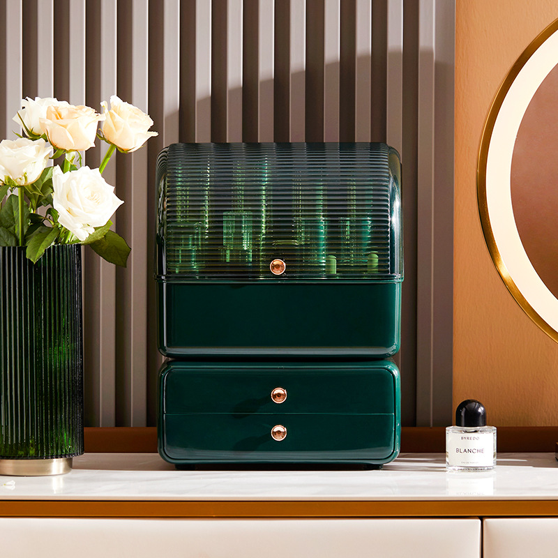 跨境化妆品收纳盒防尘网红护肤品桌面收纳家用梳妆台面膜置物架详情7